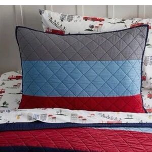 Pottery Barn Kids Block Stripe Standard Quilted  1/ Sham /,NAVY/BLUE/RED